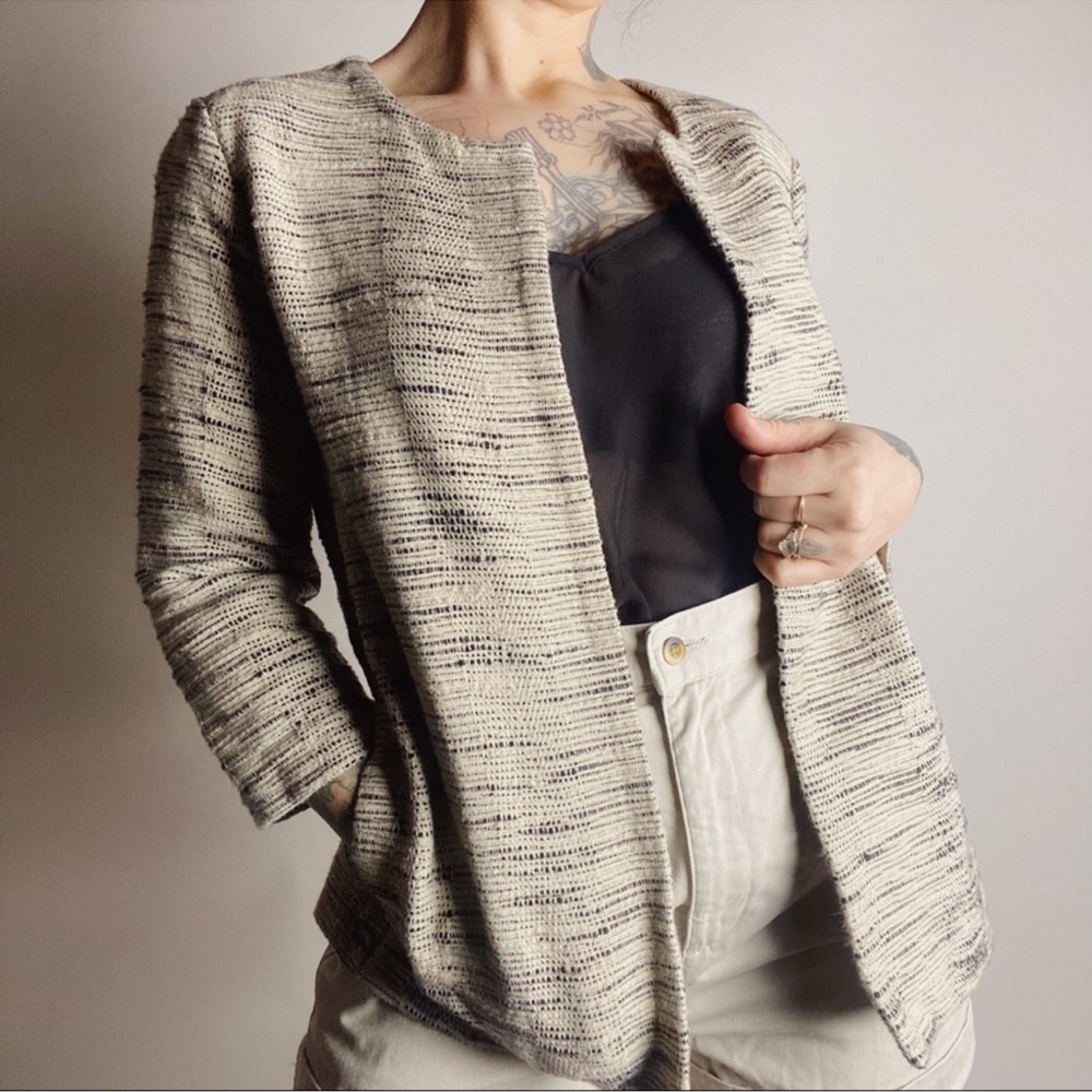 EUC - Eileen Fisher - handloomed organic  Furrows open jacket blazer - Small